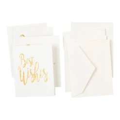 Caspari Christmas Gift Tags & Labels|Graduation Celebration|Best Wishes Script Gift Enclosure Cards in Gold Foil - 4 Mini Cards & 4 Envelopes