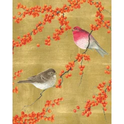 Caspari Greeting Cards|Birds And Berry Branches C-Sized Boxed Christmas Cards - 12 Cards & 13 Envelopes
