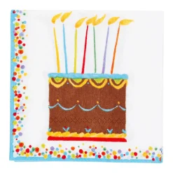 Caspari Birthday|Paper Cocktail Napkins|Birthday Cake Cocktail Napkins - 20 Per Package