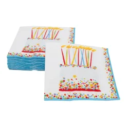 Caspari Birthday|Paper Cocktail Napkins|Birthday Cake Cocktail Napkins - 20 Per Package