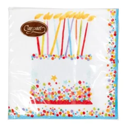 Caspari Birthday|Paper Cocktail Napkins|Birthday Cake Cocktail Napkins - 20 Per Package