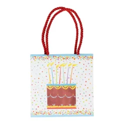 Caspari Birthday|Gift & Bottle Bags|Birthday Cake Small Square Gift Bags - One Gift Bag Included
