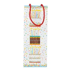 Caspari Birthday|Gift & Bottle Bags|Birthday Cake Wine & Bottle Gift Bags - One Gift Bag Included