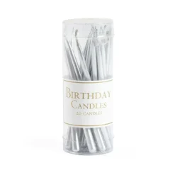 Caspari Engagement Party|Birthday|Birthday Candles in Silver - 20 Candles Per Box