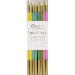 Caspari Birthday|Birthday Slims Birthday Candles in Mixed Pastels - 16 Candles Per Box
