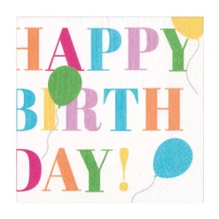 Caspari Birthday|Paper Luncheon Napkins|Birthday Surprise Luncheon Napkins in White - 20 Per Package