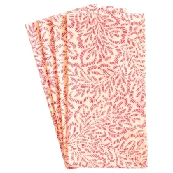 Caspari Summer Picnic|Easter|Block Print Leaves Cotton Dinner Napkins in Coral & Fuchsia - Set of 4