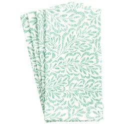 Caspari Summer Picnic|Easter|Block Print Leaves Cotton Dinner Napkins in Green & White - Set of 4