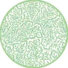 Caspari Paper Placemats|Block Print Leaves Round Paper Placemats in Green - 12 Per Package