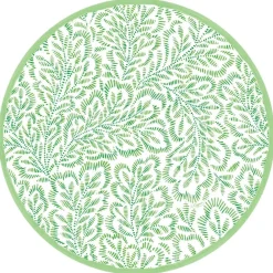 Caspari Paper Placemats|Block Print Leaves Round Paper Placemats in Green - 12 Per Package
