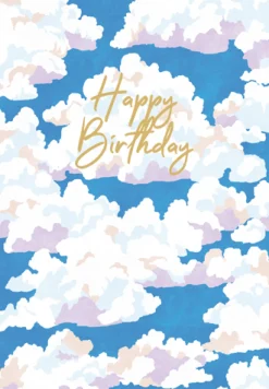 Caspari Birthday|Greeting Cards|Blue Skies Foil Greeting Card - includes 1 Greeting Card
