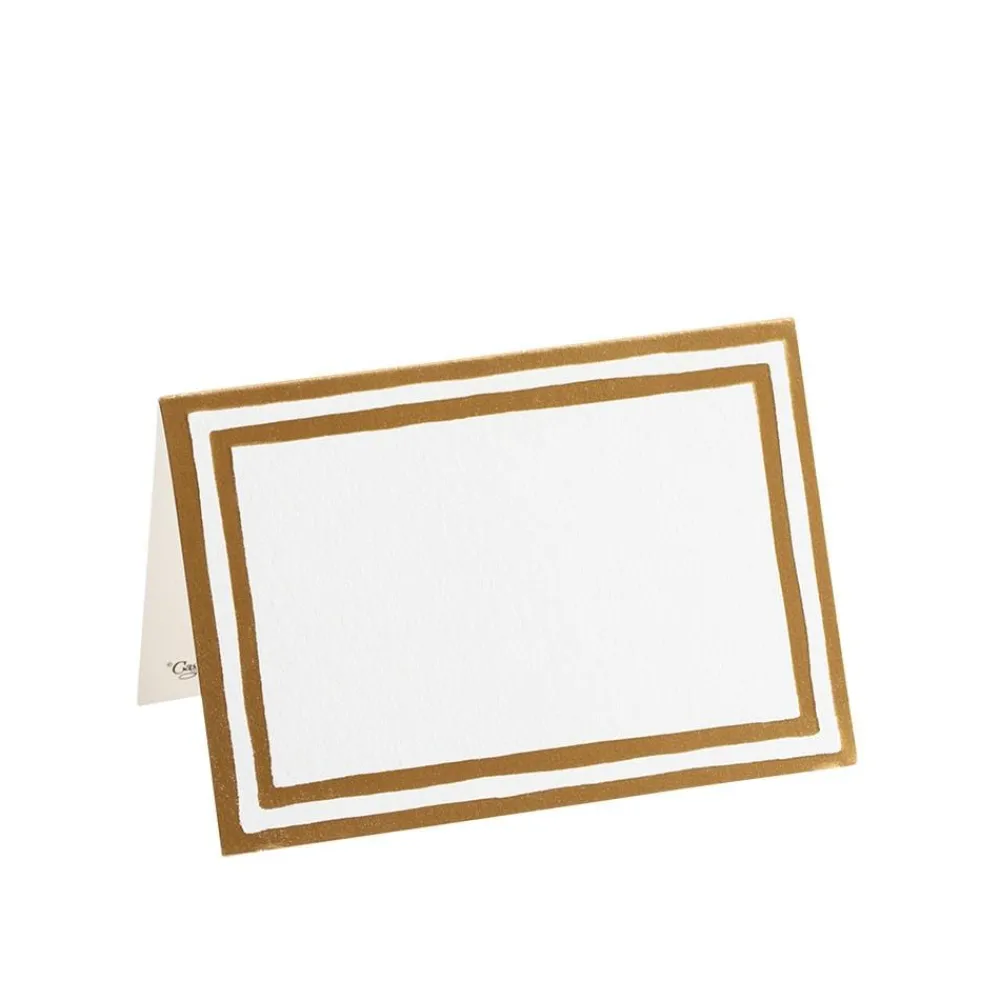 Caspari Christmas Place Cards|Place Cards|Border Stripe Place Cards in Gold Foil - 8 Per Package