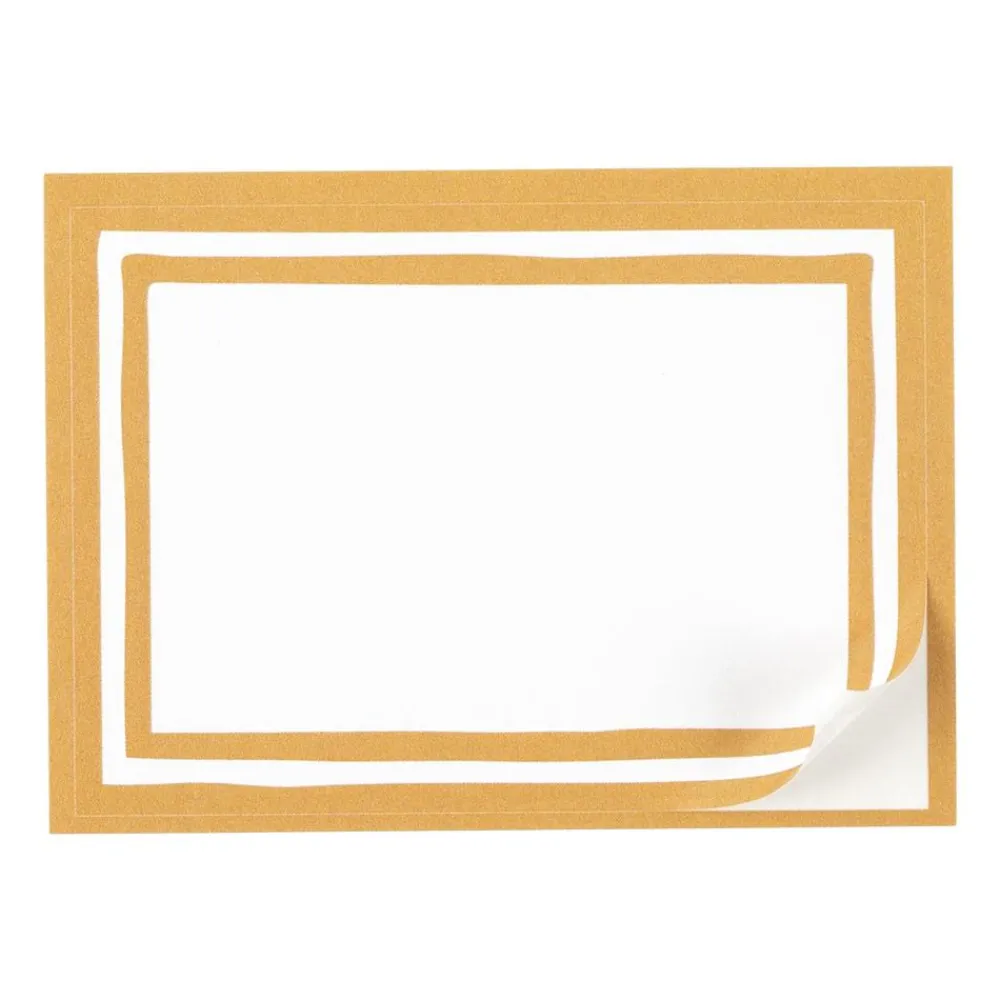 Caspari Christmas Gift Tags & Labels|Gift Tags & Enclosure Cards|Border Stripe Self-Adhesive Labels in Gold - 12 Per Package