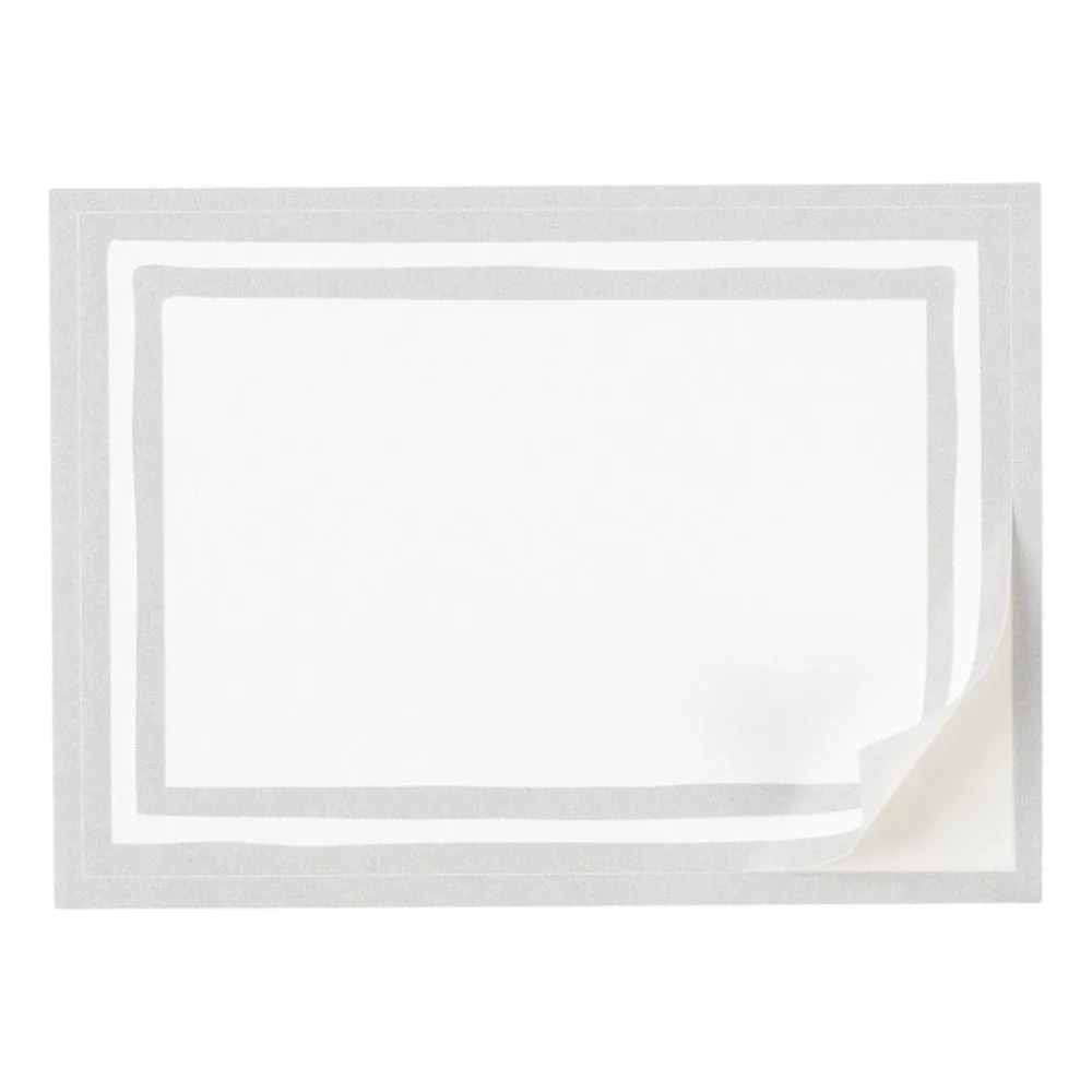 Caspari Christmas Gift Tags & Labels|Hanukkah|Border Stripe Self-Adhesive Labels in Silver - 12 Per Package