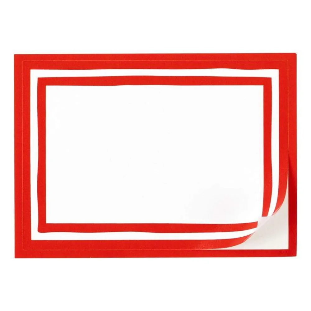 Caspari Christmas Gift Tags & Labels|Gift Tags & Enclosure Cards|Border Stripe Self-Adhesive Labels in Red - 12 Per Package