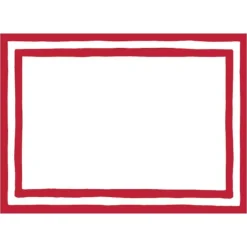 Caspari Christmas Gift Tags & Labels|Gift Tags & Enclosure Cards|Border Stripe Self-Adhesive Labels in Red - 12 Per Package