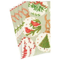 Caspari Christmas Napkins|Paper Guest Towels|Botanical Ornaments Paper Guest Towel Napkins - 15 Per Package