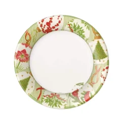 Caspari Christmas Plates|Paper Salad And Dessert Plates|Botanical Ornaments Paper Salad & Dessert Plates - 8 Per Package