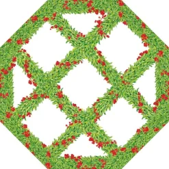 Caspari Christmas Placemats & Coasters|Placemats|Boxwood Trellis Die-Cut Placemat - 4 Each