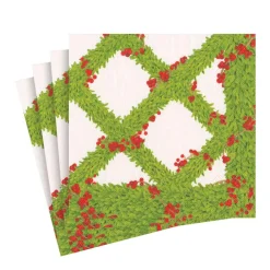 Caspari Christmas Napkins|Paper Luncheon Napkins|Boxwood Trellis Paper Luncheon Napkins - 20 Per Package