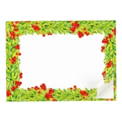 Caspari Christmas Gift Tags & Labels|Gift Tags & Enclosure Cards|Boxwood with Berries Self-Adhesive Labels - 12 Per Package