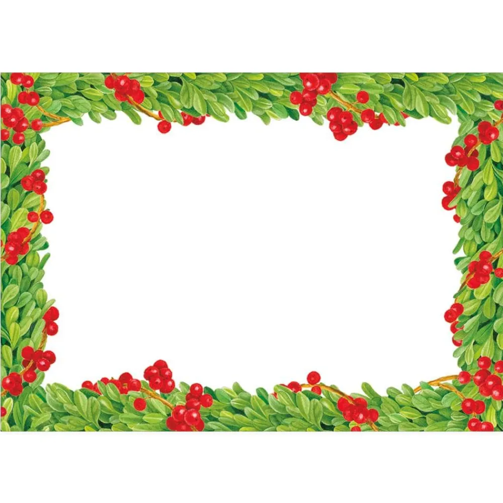 Caspari Christmas Gift Tags & Labels|Gift Tags & Enclosure Cards|Boxwood with Berries Self-Adhesive Labels - 12 Per Package