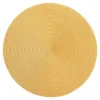 Deborah Rhodes Placemats|Paper Placemats|Braided Round Placemat in Mustard & Tan - 1 Each