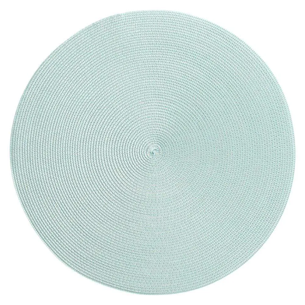 Deborah Rhodes Baby Shower|Fourth Of July|Braided Round Placemat in Silver & Aqua - 1 Each