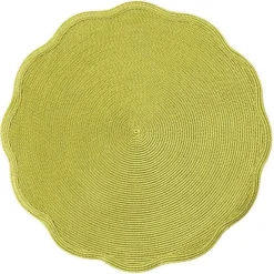 Deborah Rhodes Placemats|Paper Placemats|Braided Scallop Edge Round Placemat in Avocado - 1 Each