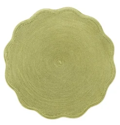 Deborah Rhodes Summer Picnic|Graduation Celebration|Braided Scallop Edge Round Placemat in Moss & Canary - 1 Each