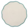 Deborah Rhodes Baby Shower|Placemats|Braided Scallop Edge Round Placemat in Silver & Aqua - 1 Each