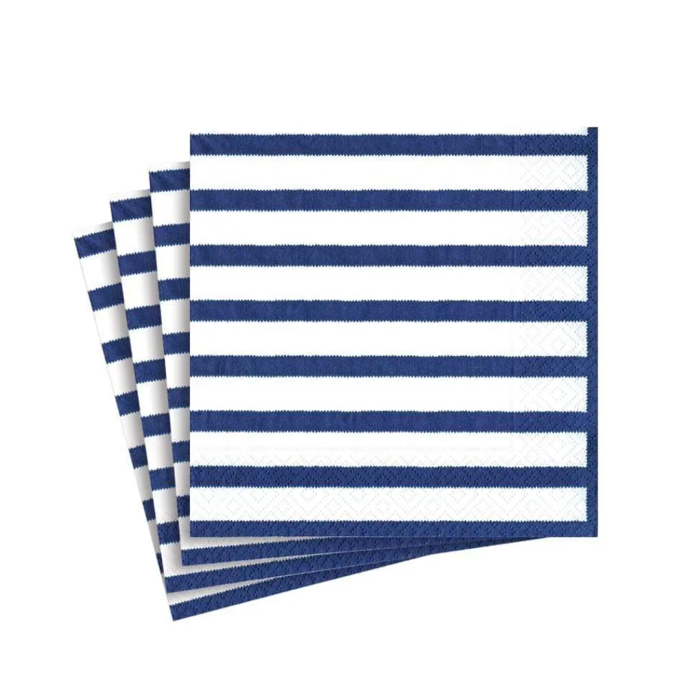 Caspari Paper Cocktail Napkins|Bretagne Paper Cocktail Napkins in Blue - 20 Per Package