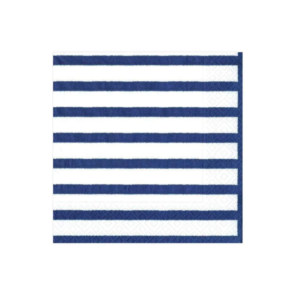 Caspari Paper Cocktail Napkins|Bretagne Paper Cocktail Napkins in Blue - 20 Per Package