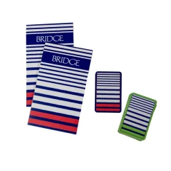 Caspari Mother'S Day|Bridge|Breton Stripe Bridge Gift Sets - 2 Playing Card Decks & 2 Score Pads