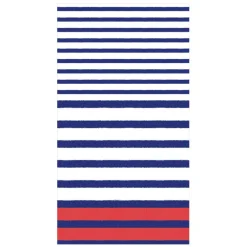 Caspari Paper Guest Towels|Breton Stripe Guest Towel Napkins in Blue - 15 Per Package
