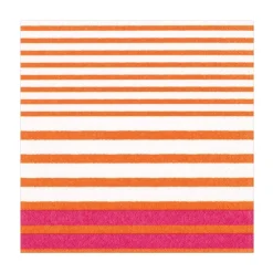 Caspari Paper Luncheon Napkins|Breton Stripe Luncheon Napkins in Coral & Fuchsia - 20 Per Package