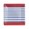 Caspari Memorial Day|Paper Salad And Dessert Plates|Breton Stripe Square Salad & Dessert Plates in Blue- 8 Per Package