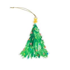 Caspari Christmas Gift Tags & Labels|Gift Tags & Enclosure Cards|Brushstroke Trees Decorative Die-Cut Gift Tag - 4 Per Package