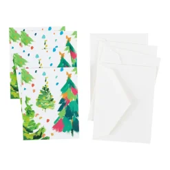Caspari Christmas Gift Tags & Labels|Gift Tags & Enclosure Cards|Brushstroke Trees Gift Enclosure Cards - 4 Mini Cards & 4 Envelopes