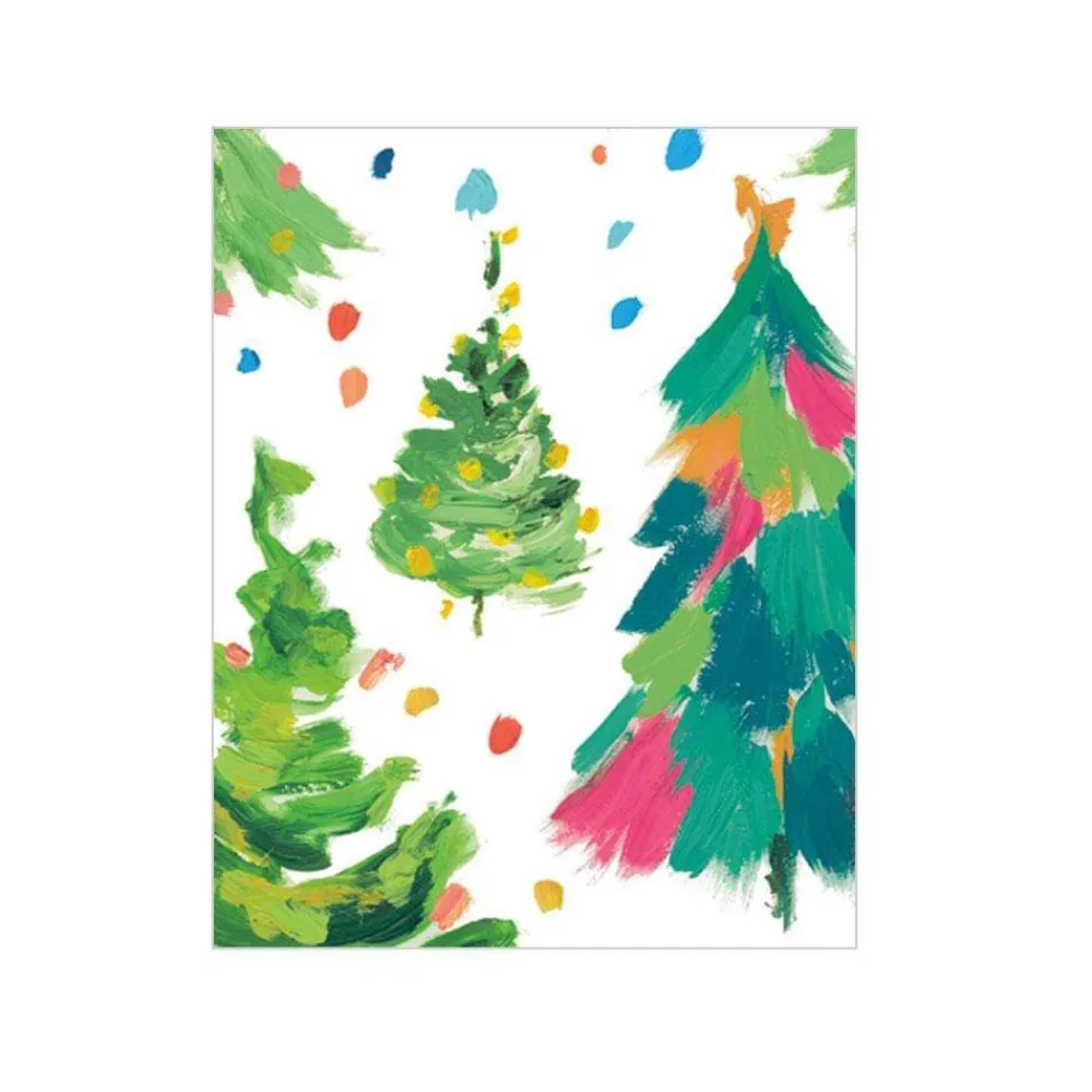 Caspari Christmas Gift Tags & Labels|Gift Tags & Enclosure Cards|Brushstroke Trees Gift Enclosure Cards - 4 Mini Cards & 4 Envelopes