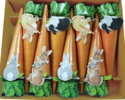 Caspari Easter|Celebration Crackers|Bunnies and Carrots 10" Luxury Cone Crackers - 8 per box