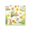 Caspari Easter|Paper Cocktail Napkins|Bunnies and Daffodils Paper Cocktail Napkins - 20 Per Package