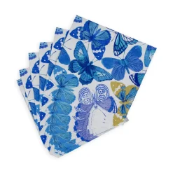 Caspari Paper Cocktail Napkins|Butterflies Paper Cocktail Napkins in Blue - 20 per Package