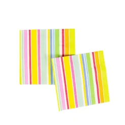 Caspari Paper Cocktail Napkins|Cabana Stripe Bright Cocktail Napkins - 20 Per Package