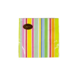 Caspari Paper Cocktail Napkins|Cabana Stripe Bright Cocktail Napkins - 20 Per Package