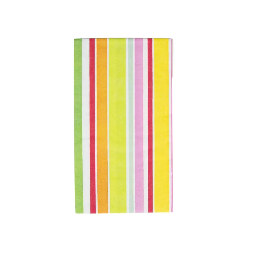Caspari Paper Guest Towels|Cabana Stripe Bright Guest Towel Napkins - 15 Per Package