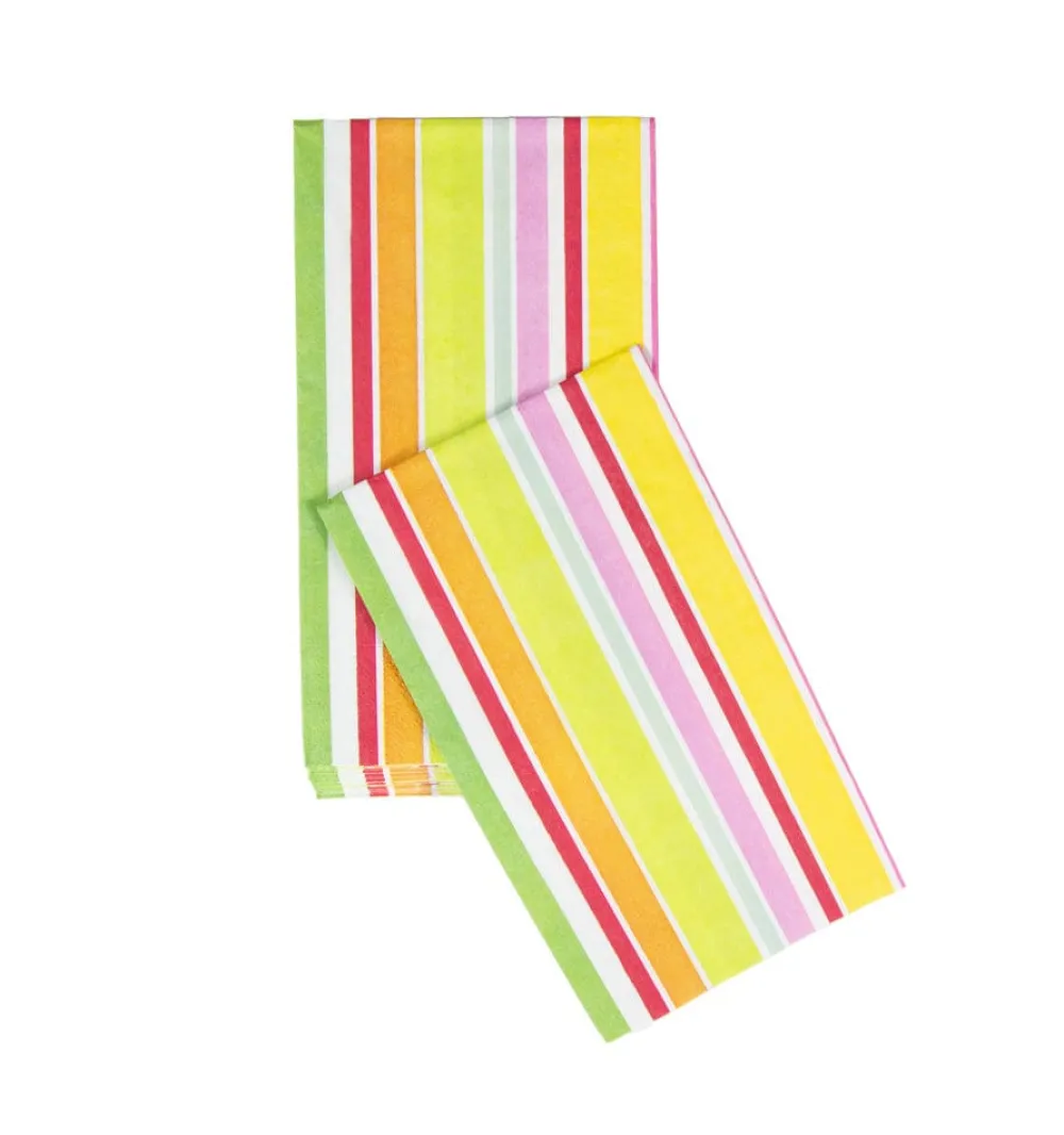 Caspari Paper Guest Towels|Cabana Stripe Bright Guest Towel Napkins - 15 Per Package