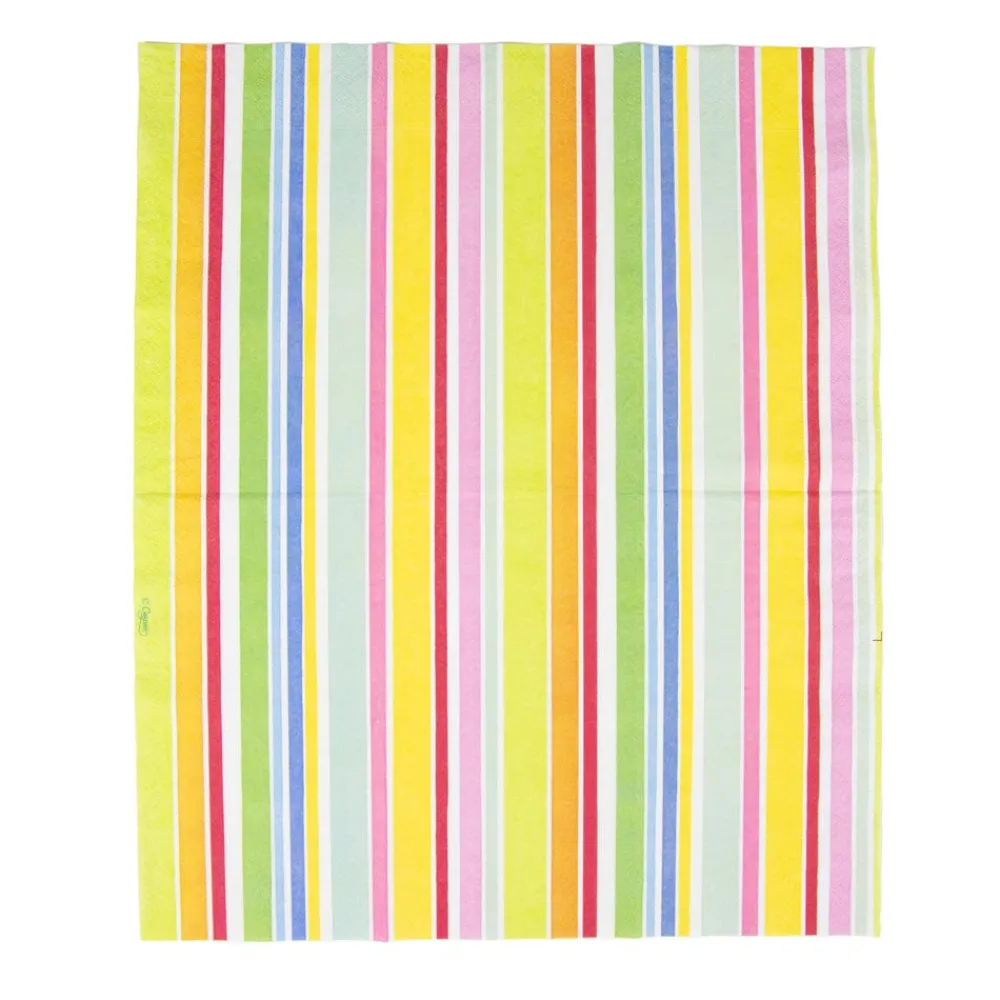 Caspari Paper Guest Towels|Cabana Stripe Bright Guest Towel Napkins - 15 Per Package