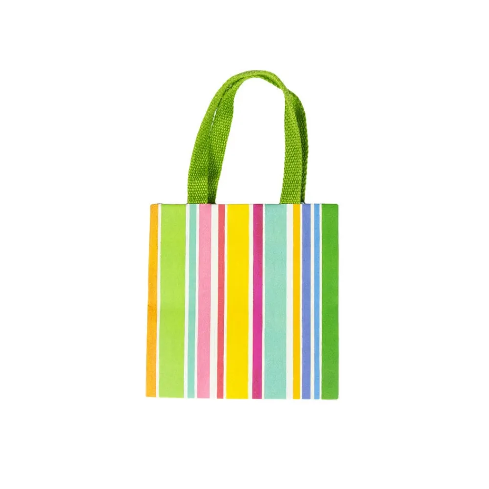 Caspari Gift & Bottle Bags|Cabana Stripe Bright Small Square Gift Bags - 1 Each