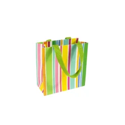 Caspari Gift & Bottle Bags|Cabana Stripe Bright Small Square Gift Bags - 1 Each